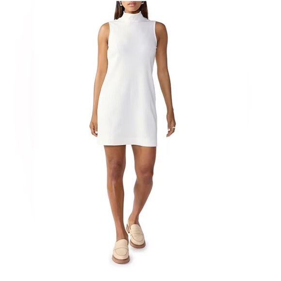 NWT Sanctuary White Ribbed Mock Neck Sleeveless Mini Shift Dress sz S - Picture 6 of 7
